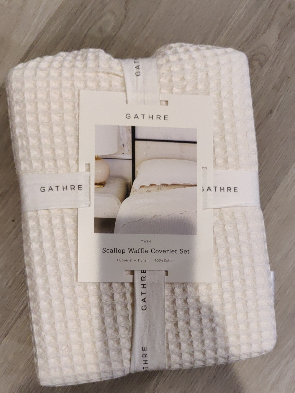New!Scallop Waffle Cotton Coverlet Set Y2K Cottagecore Retro Luxury Shabby Chic